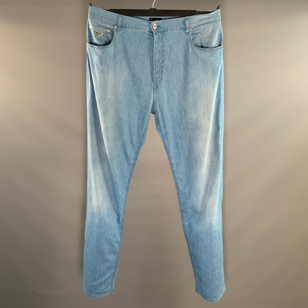 PRADA Size 36 Light Blue Wash Cotton Button Fly Jeans